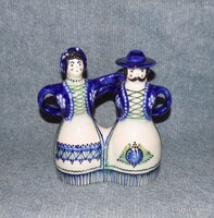 Jelzett, évszámos Hódmezővásárhelyi kerámia figura pár Banga Sné 21 cm (sz)