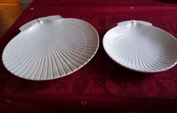 1980 as évek 2db Portugál Jelzett Porcelán Tálalò Tányér Scalop Fésûkagylò Forma