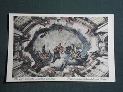 Képeslap,fotó,Eger,Minorita templom freskó látkép,részlet,Rendház kiadás,1940-