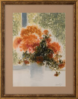 Nemes Tibor Sunny bouquet titled painting, AUTHENTICITY CERTIFIED!