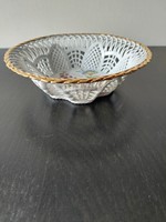 Iris aranyozott szélű áttőrt porcelán tálka - 16.5 cm -