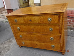 ANTIK INTARZIÁS HABOSKŐRIS BIEDERMEIER KOMÓD SUBLÓT 1850-60 KÖRÜL FELÚJÍTOTT !!!