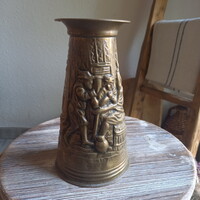 Csodás antik réz kiöntő/váza (21,7x12 cm)