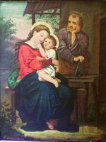 Franz Eder Szent család, antik festmény, 1872. XIX. századi Németalföldi Művész alkotása