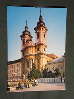 Képeslap,Eger,Dobó István tér,Végvári harcosok emlékmű,Minorita templom látkép,részlet,1981-