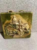 Esztergomi látkép, kerámia falidisz, 14 x 13 cm-es. 3251