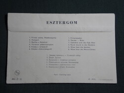 Képeslap,Esztergom,Leporelló,lapozó,Bazilika,templom,Dunapart,Prímási palota,1950-