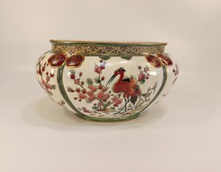 Zsolnay antique hand-painted flower pot, family seal! (R054)