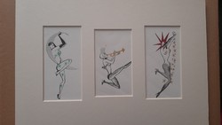 Vogel Eric : Táncosok, 3 db nyomat,