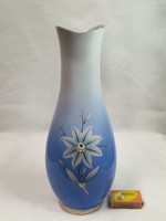 Hollóházi nagyméretű kézi festésű virágmintás aranyozott porcelán váza hibátlan állapotban 31 cm.
