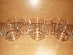 Egymásba helyezhető, kétfüles üveg tálka, csésze, tányér 6 db egyben (34/d)