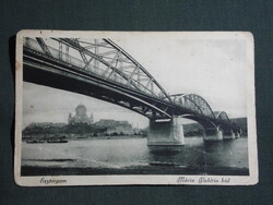 Képeslap,Esztergom,Mária Valéria híd,Monostory Bp. kiadás,1923-   ,zöld,