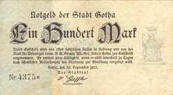 100 márka 1922.09.30. Németország Gotha