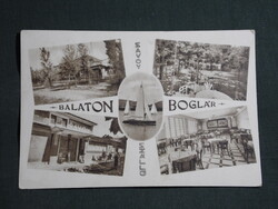 Képeslap,Balatonboglár,mozaik,Savoy szálló étterem látkép,részlet,1947-