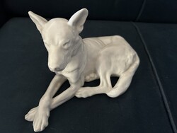 Antik Herendi nagyméretű porcelán németjuhász