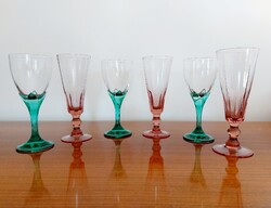 Retro színes talpas pohár 6 db