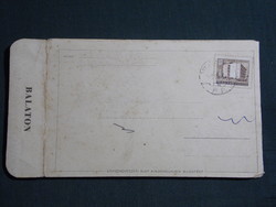 Képeslap,Balaton,Leporelló,lapozó,sétány,part,látkép,részletek,1950-