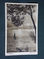 Képeslap,Balaton,Naplemente a Balatonon,vitorlás hajó,Monostory Bp. kiadás,1940-   ,barna,