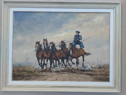 Bán Tibor: Horobágyi Négyes, 50x70 olaj, farost fesménye.