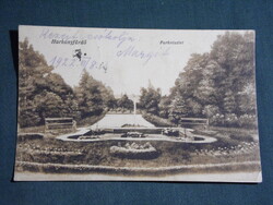 Képeslap,Harkány gyógyfürdő,park részlet,Szilczer Gyula kereskedő Harkány kiadás,1922-   ,barna,