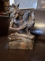 28 cm!!! Indonéz keményfa szobor, (kakasviadalra készülve...), cca.2 kg, 28x18x11 cm