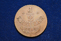 1/2 kreuzer (krajcár) 1816 B