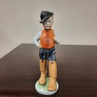 Antik Herendi Hétmérföldes csizmás fiú porcelán figura
