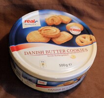 Régi dán kekszes fém pléh bádog doboz