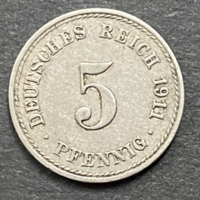 Németország 5 pfennig 1911