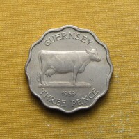Guernsey 1959 3 pence - vastag lapka