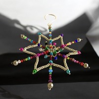 Gyöngy csillag karácsonyfadísz gyöngy karácsonyfa dísz kézműves termék, feng shui ablakdísz