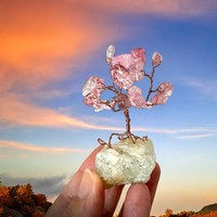 Mini Bonsai Drágakő Ékszerfa szerencsefa, életfa, pénzfa, kristályfa kvarc kőből drágakő fa