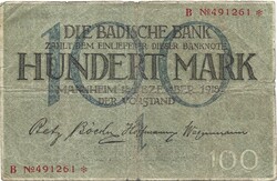 100 márka 1918.12.15. Németország Mannheim 1.
