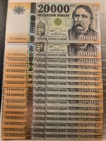 *** Nagyaon alacsony egyforma sorszámmal 16 darabos 20000 forintos sor 2016 ***
