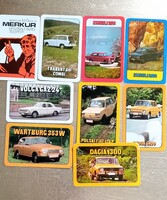9 db MERKUR kártyanaptár 1976, szocialista autók