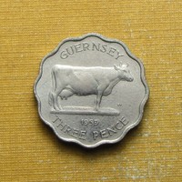 Guernsey 1959 3 pence - vastag lapka