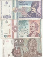 ROMÁNIA, 3 darabos LEI LOT ('91-'92) kiadás teljes sora