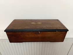 Antik zenegép fa dobozos sípláda zenélő doboz 1880 - 1900 as évek felűjítandó állapotban 358 1407
