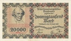 20000 márka 1923.06.13. Németország Stuttgart aUNC