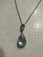 Stunning Silver-Plated Blue Gem Necklace