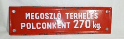 Megoszló terhelés régi ipari zománctábla