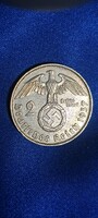 Horogkeresztes ezüst birodalmi 2 Márka 1937. (1100)