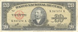 20 peso pesos 1960 Kuba fekete sorszám 1.