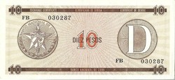 10 peso pesos 1985 Túrista csekk Kuba