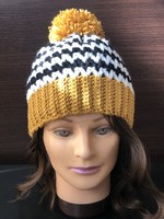 Női horgolt beanie sapka ZigZag S/M handmade