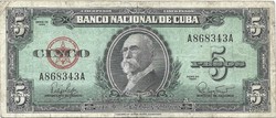 5 peso pesos 1960 Kuba 1.