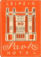 Hotel címke, bőröndcímke. Park Hotel, Lipcse.