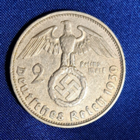 Horogkeresztes ezüst birodalmi 2 Márka 1939. F (1101)