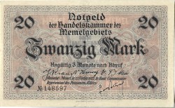 20 márka 1922.02.22. Németország Litvánia Memel megszállási pénz