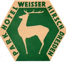 Hotel címke, bőröndcímke. Park Hotel, Drezda.